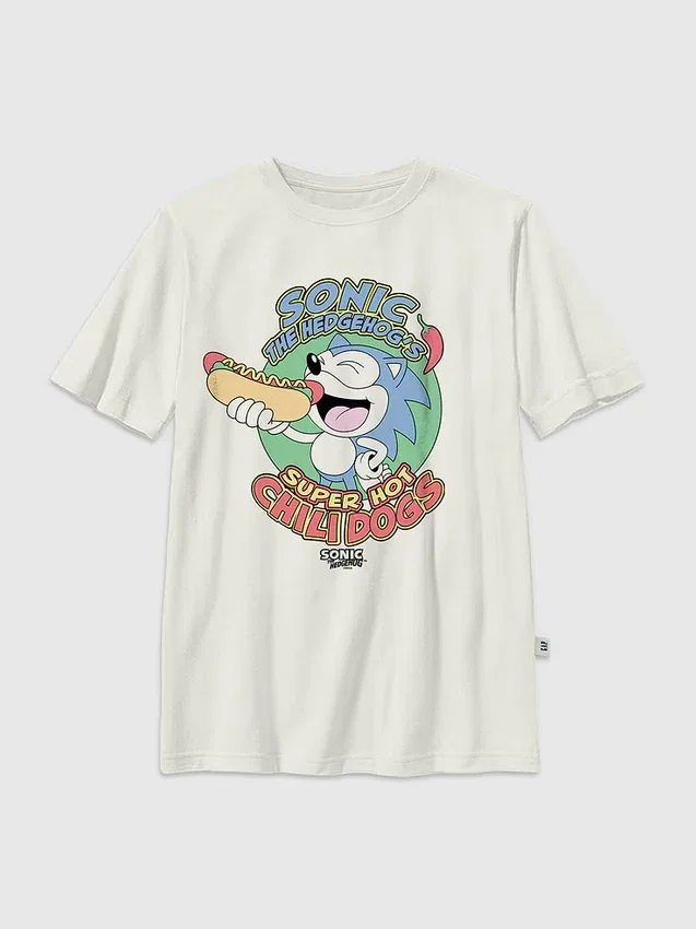 Kinder-T-shirt met afbeelding van Sonic the Hedgehog en Chilidogs