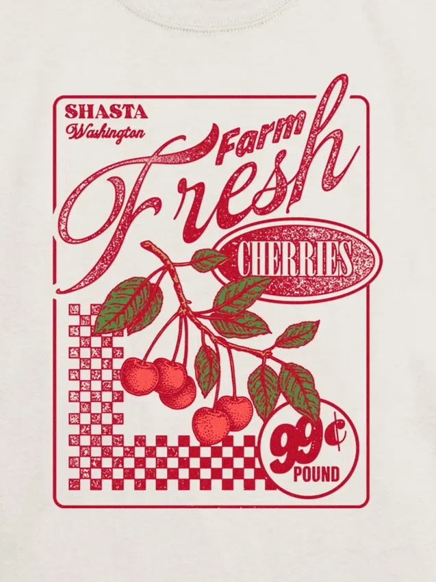 Kinder-T-shirt met ‘Farm Fresh Cherries’-afbeelding