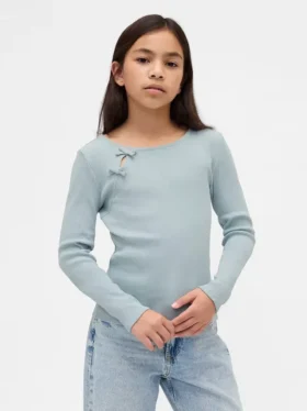 Kinder-T-shirt met geribde strik