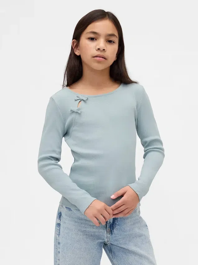 Kinder-T-shirt met geribde strik