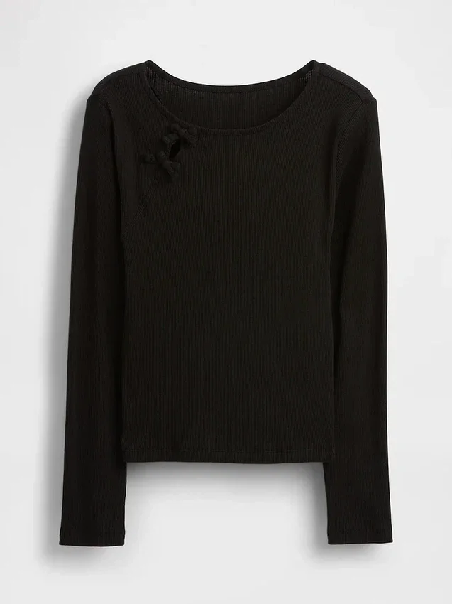 Kinder-T-shirt met geribde strik