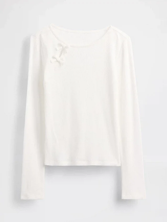 Kinder-T-shirt met geribde strik