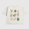 Kinder-T-shirt met kattengezichten-print