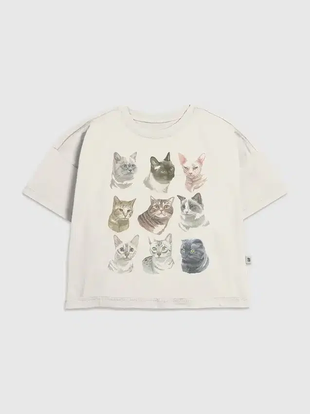 Kinder-T-shirt met kattengezichten-print