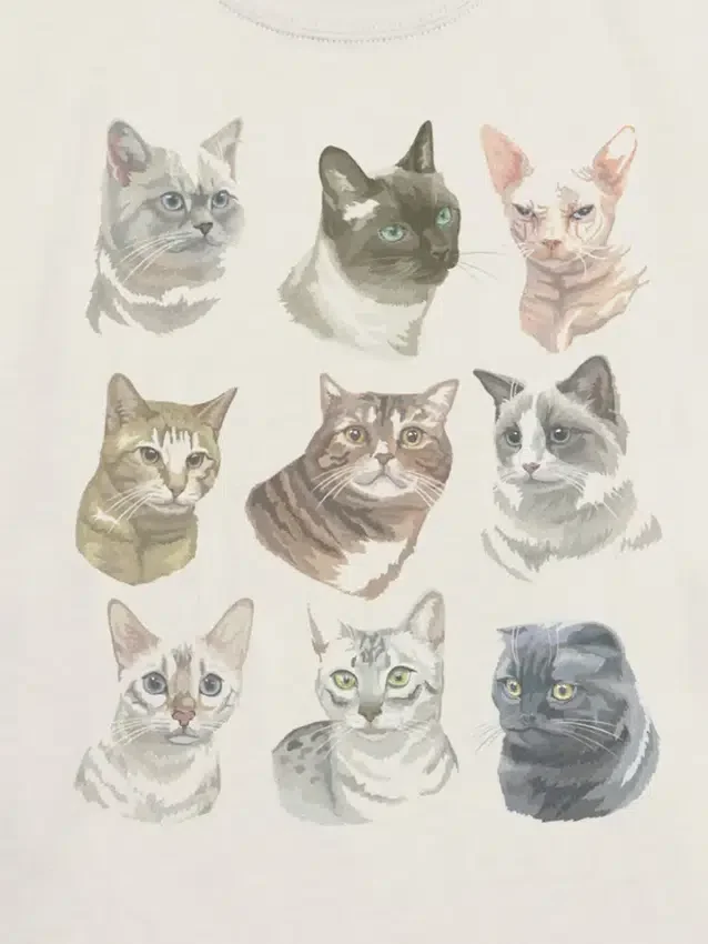 Kinder-T-shirt met kattengezichten-print