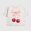 Kinder-T-shirt met kersen-strik-print