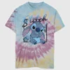 Kinder-T-shirt met Lilo en Stitch-print in tie-dye-stijl