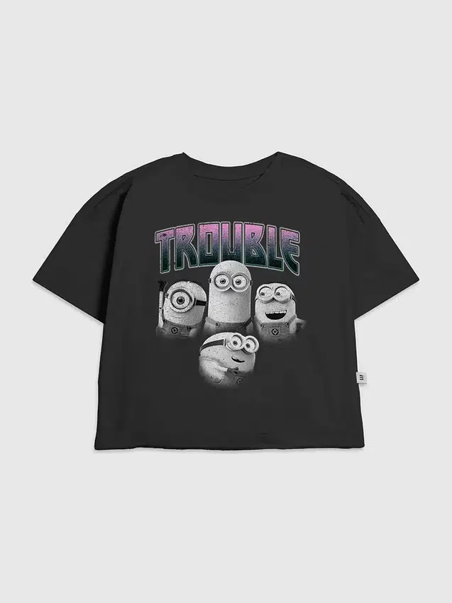 Kinder-T-shirt met Minions-‘Trouble’-afbeelding