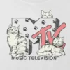 Kinder-T-shirt met MTV-kattenprint, boxy crop-model