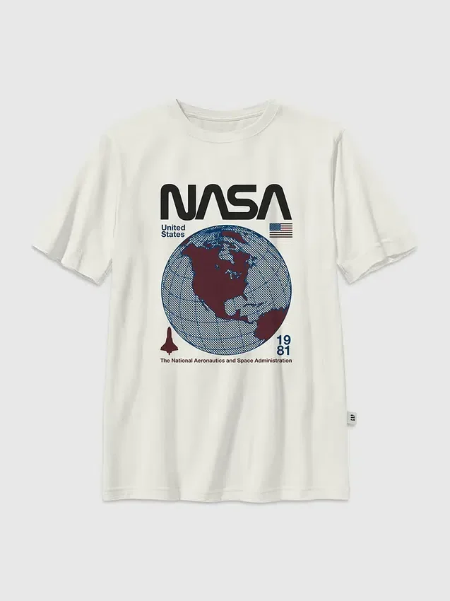 Kinder-T-shirt met NASA Retro Globe-afbeelding