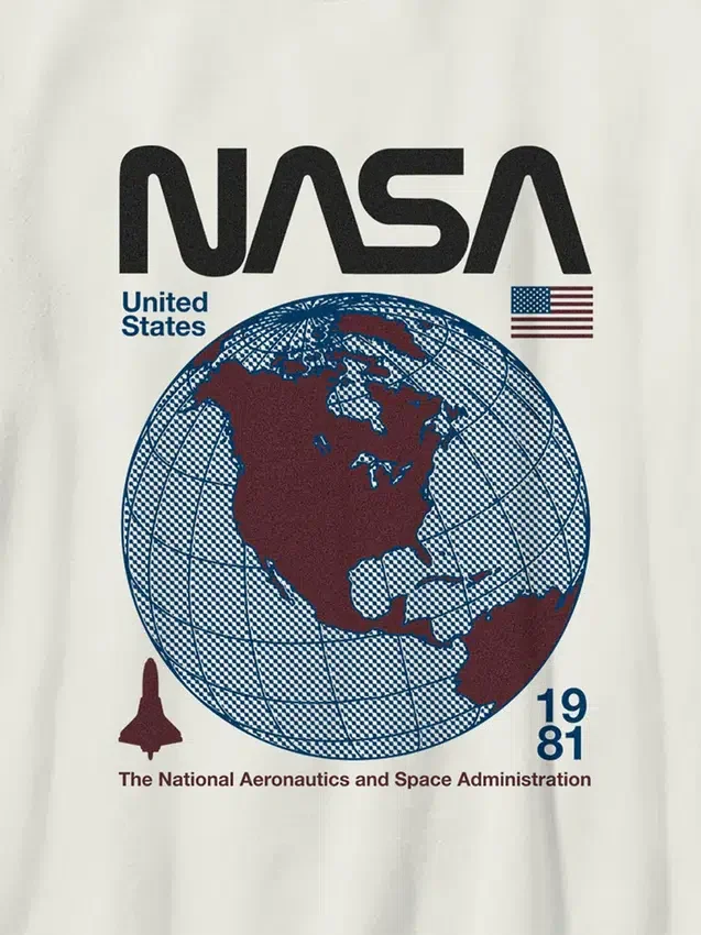 Kinder-T-shirt met NASA Retro Globe-afbeelding