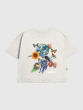 Kinder-T-shirt met NASA-ruimtevaartbloemenprint