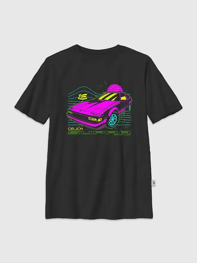 Kinder-T-shirt met neonafbeelding van de Toyota Supra