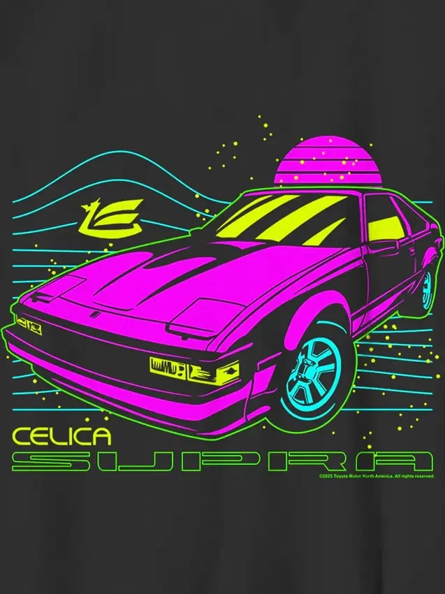 Kinder-T-shirt met neonafbeelding van de Toyota Supra