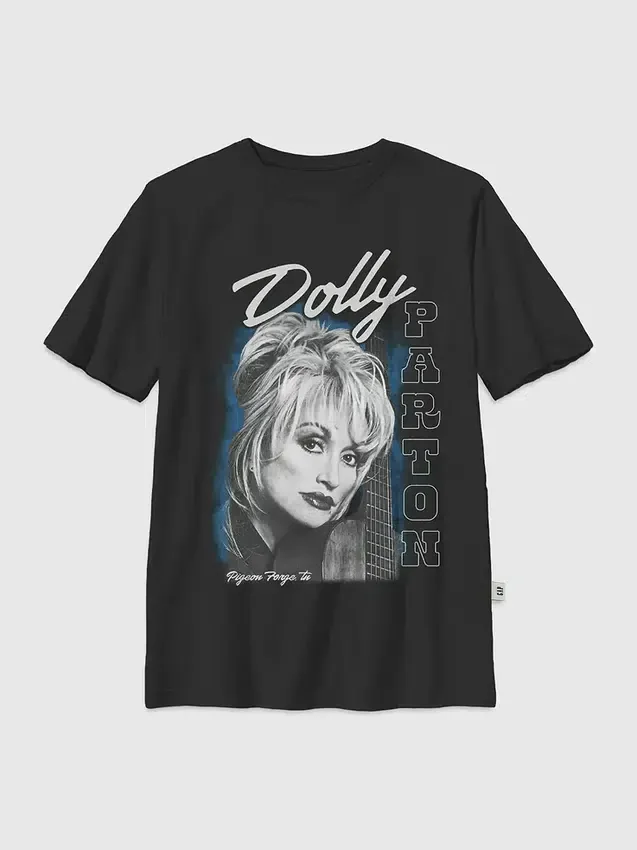 Kinder-T-shirt met oversized afbeelding van Dolly Parton met gitaarportret