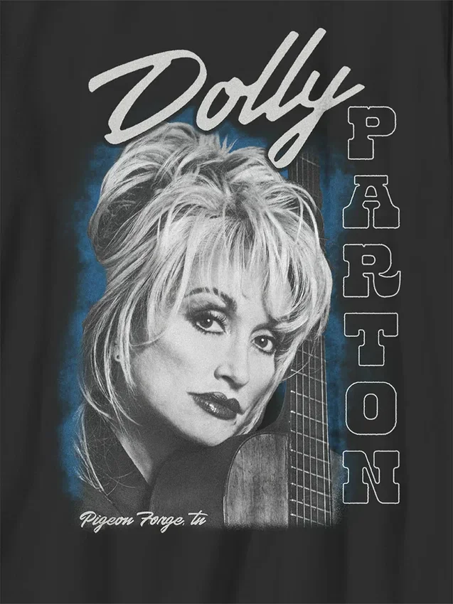 Kinder-T-shirt met oversized afbeelding van Dolly Parton met gitaarportret