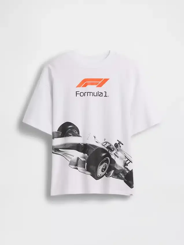 Kinder-T-shirt met oversized print in Formule 1-stijl
