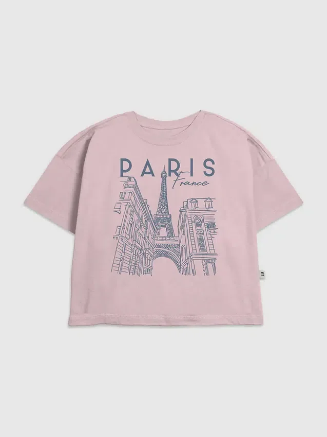 Kinder-T-shirt met ‘Paris Line Art’-print
