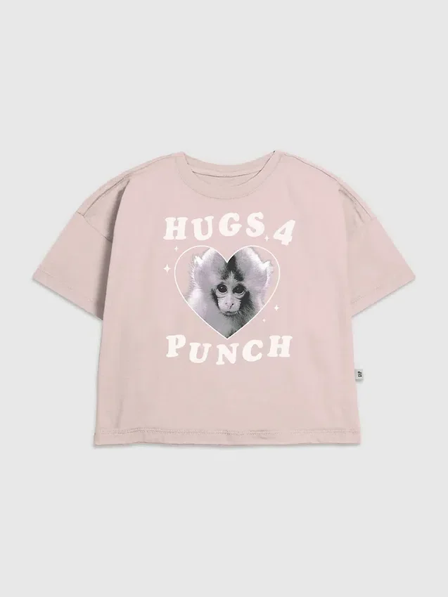 Kinder-T-shirt met 'Punch the Monkey'-print