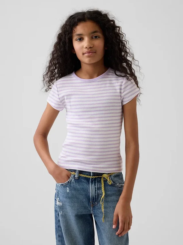 Kinder-T-shirt met ribboord