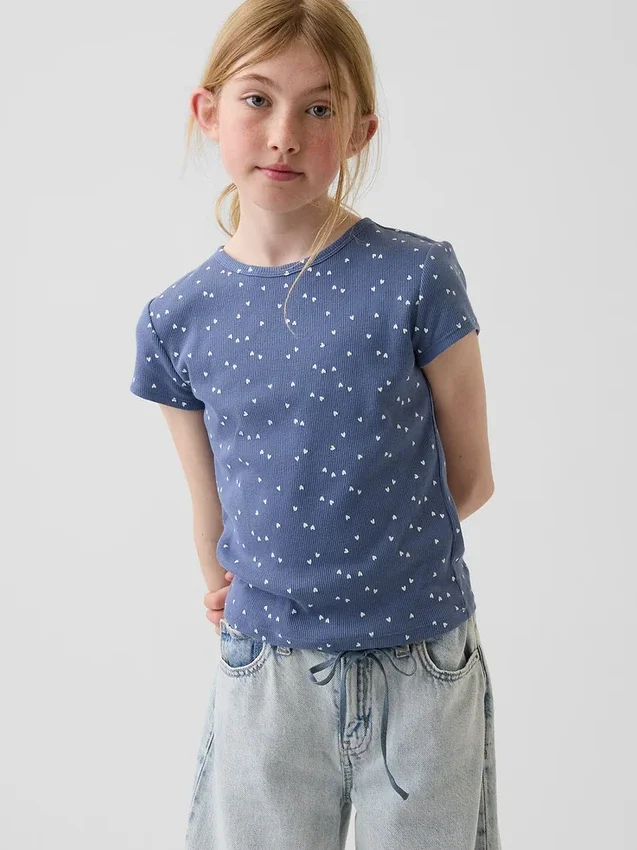 Kinder-T-shirt met ribboord