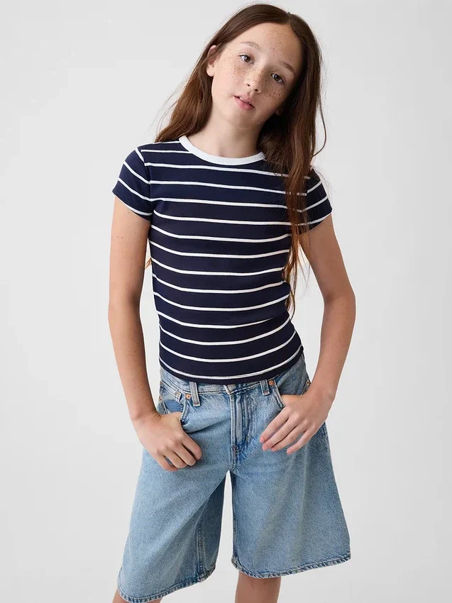 Kinder-T-shirt met ribboord