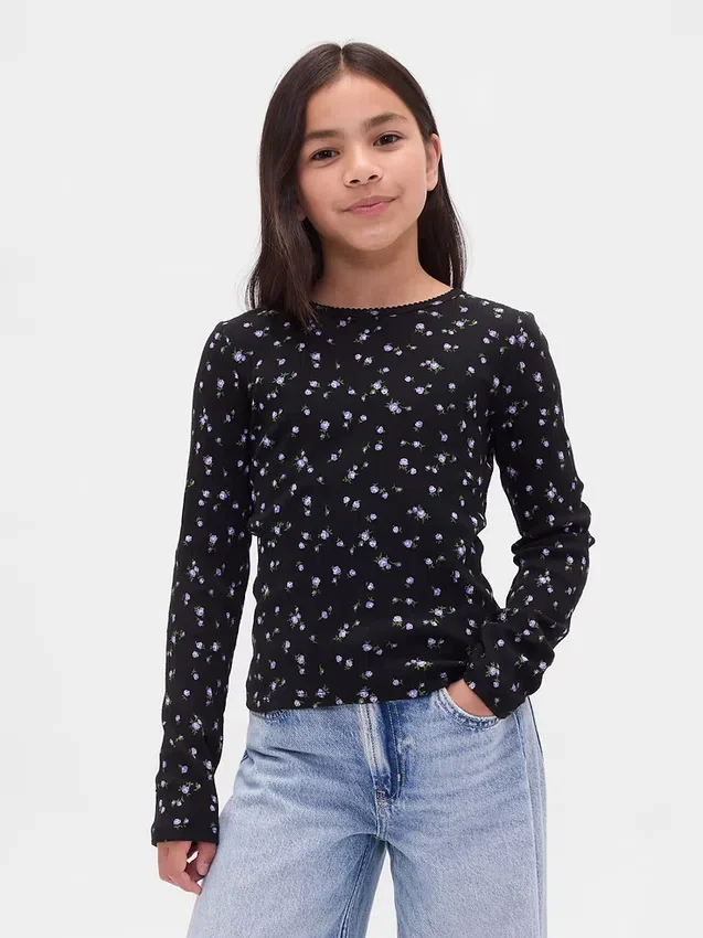 Kinder-T-shirt met ribboord