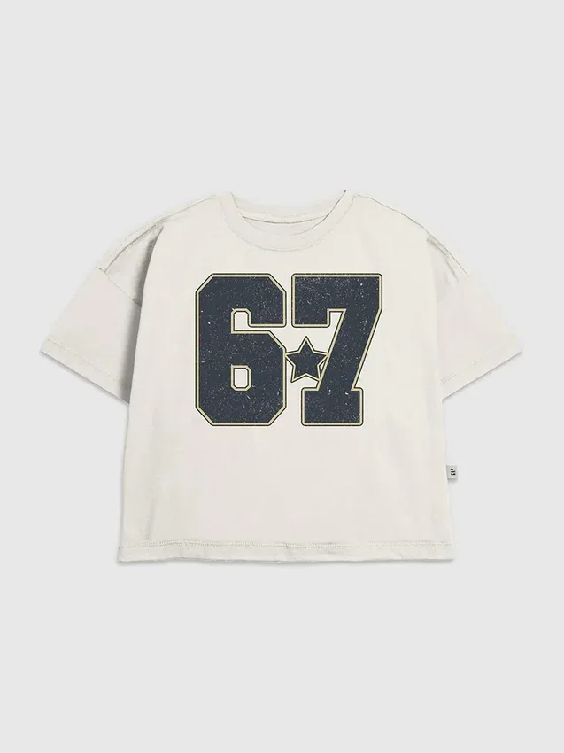 Kinder-T-shirt met 'Six Seven'-print