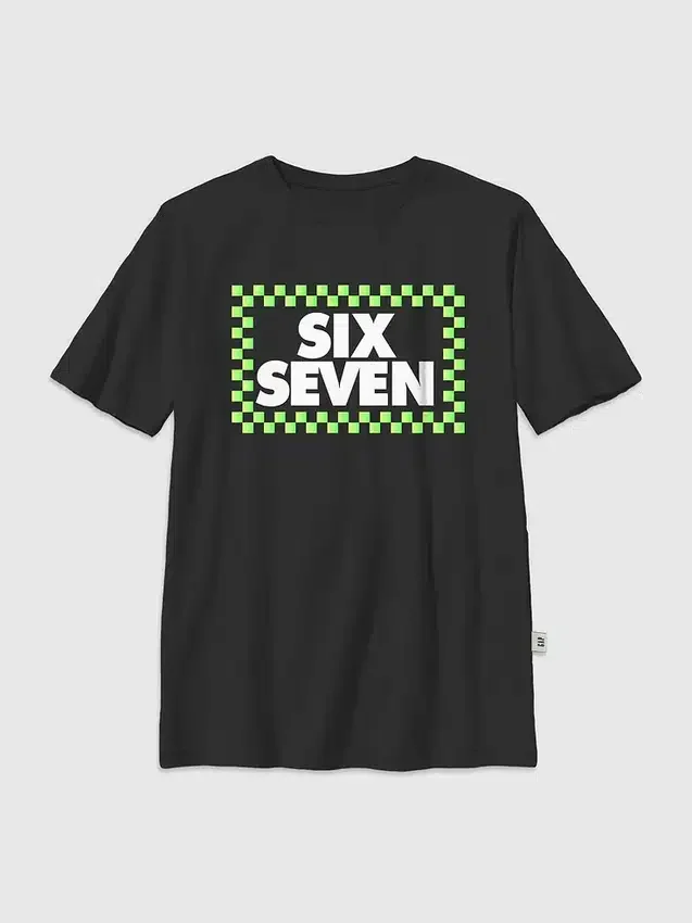 Kinder-T-shirt met Six Seven-ruitjesprint