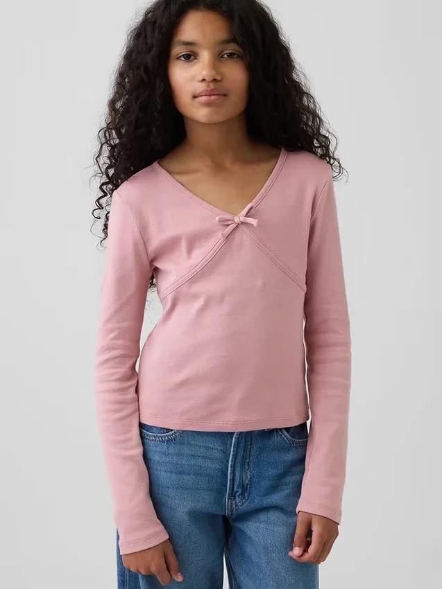 Kinder-T-shirt met strik aan de voorkant