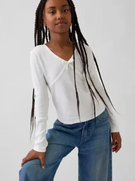Kinder-T-shirt met strik aan de voorkant