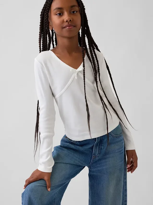 Kinder-T-shirt met strik aan de voorkant