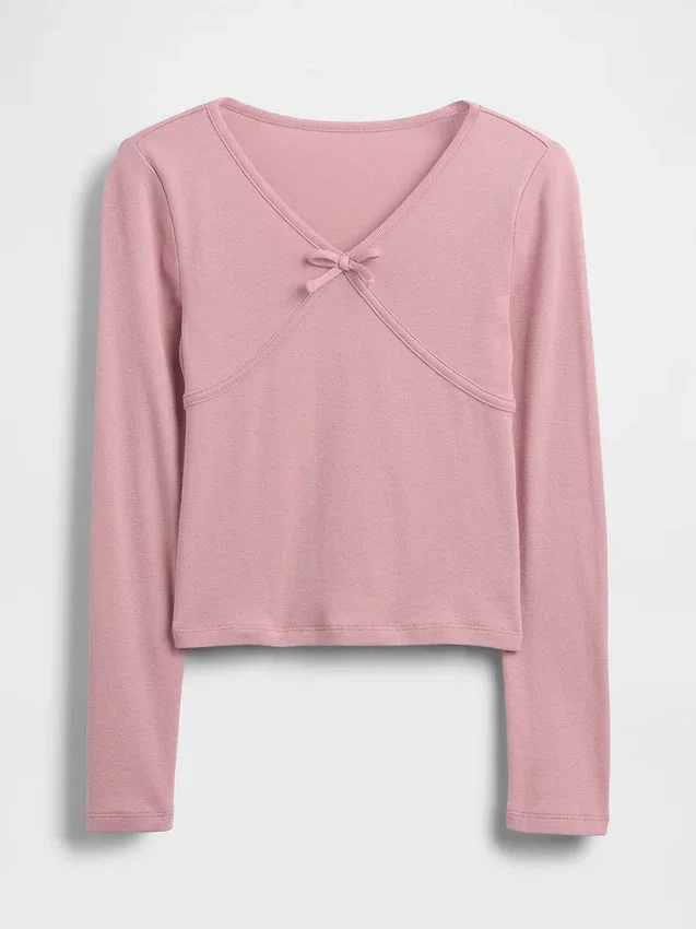 Kinder-T-shirt met strik aan de voorkant