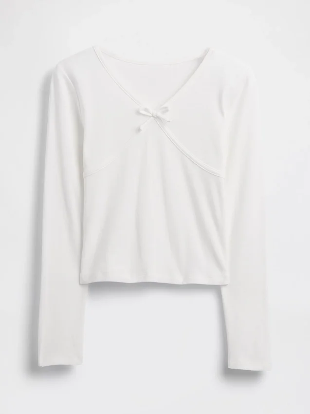 Kinder-T-shirt met strik aan de voorkant