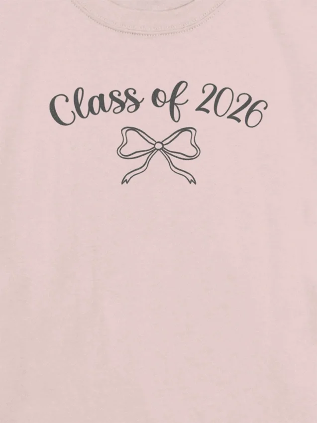 Kinder-T-shirt met strik-afbeelding ‘Class of 2026’