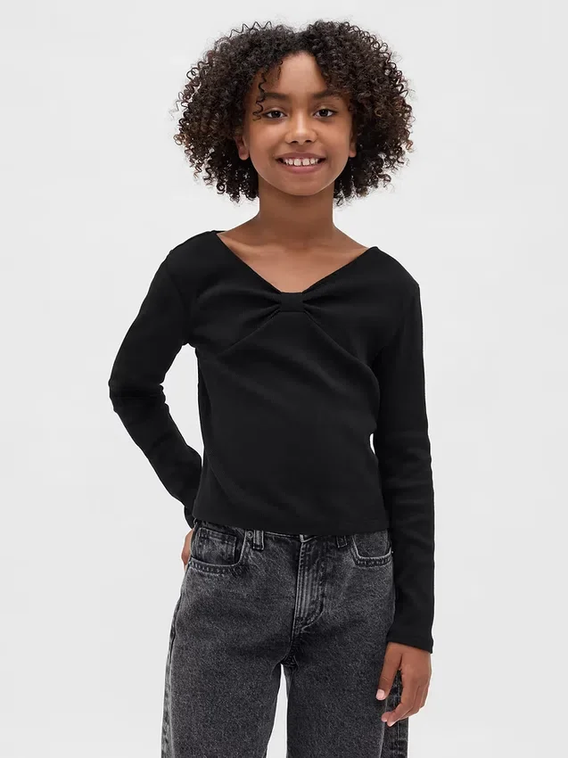 Kinder-T-shirt met strik in de hals