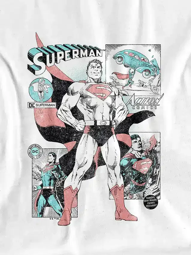 Kinder-T-shirt met Superman-stripverhaalafbeeldingen