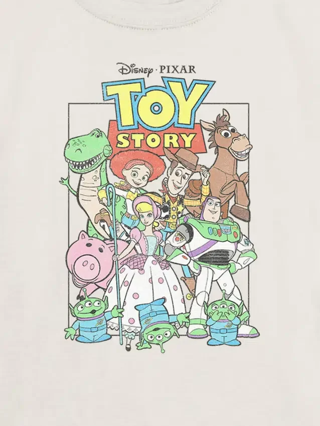Kinder-T-shirt met 'Toy Story'-groepsafbeelding in vintage-stijl