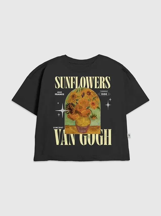 Kinder-T-shirt met Van Gogh-zonnebloemenprint