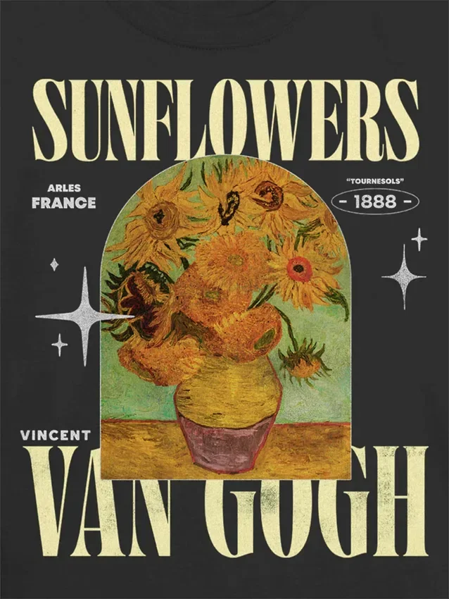 Kinder-T-shirt met Van Gogh-zonnebloemenprint