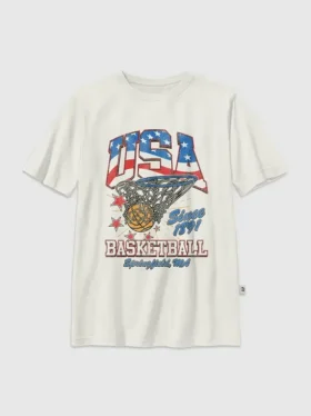 Kinder-T-shirt met vintage basketbalprint