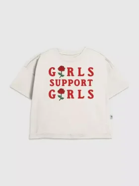 Kinder-T-shirt voor meisjes met ‘Support Girls’-print