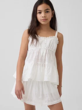 Kinder-tanktop met gelaagde eyelet-details