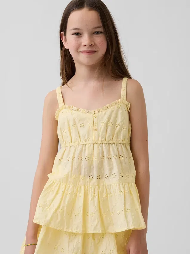 Kinder-tanktop met gelaagde eyelet-details