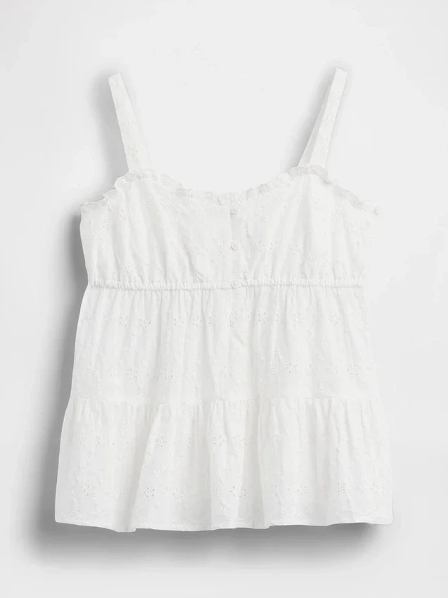 Kinder-tanktop met gelaagde eyelet-details