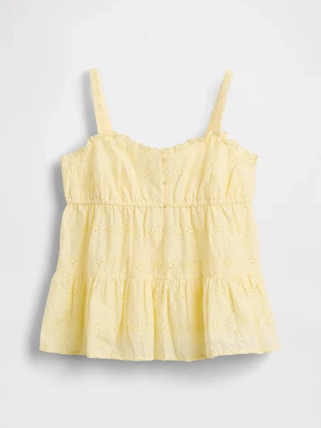 Kinder-tanktop met gelaagde eyelet-details