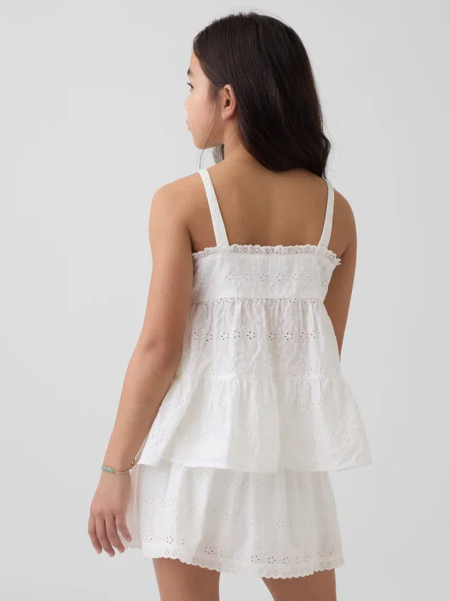 Kinder-tanktop met gelaagde eyelet-details