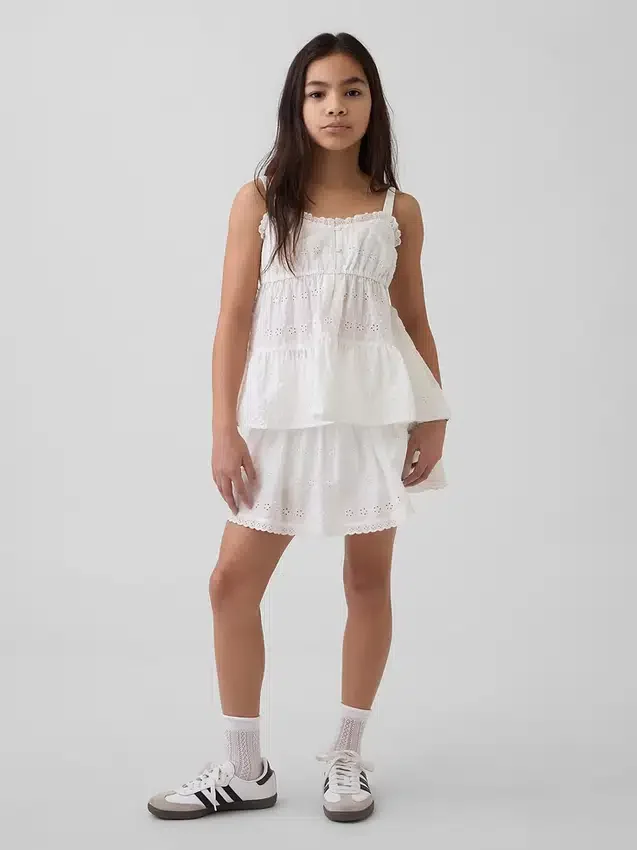 Kinder-tanktop met gelaagde eyelet-details
