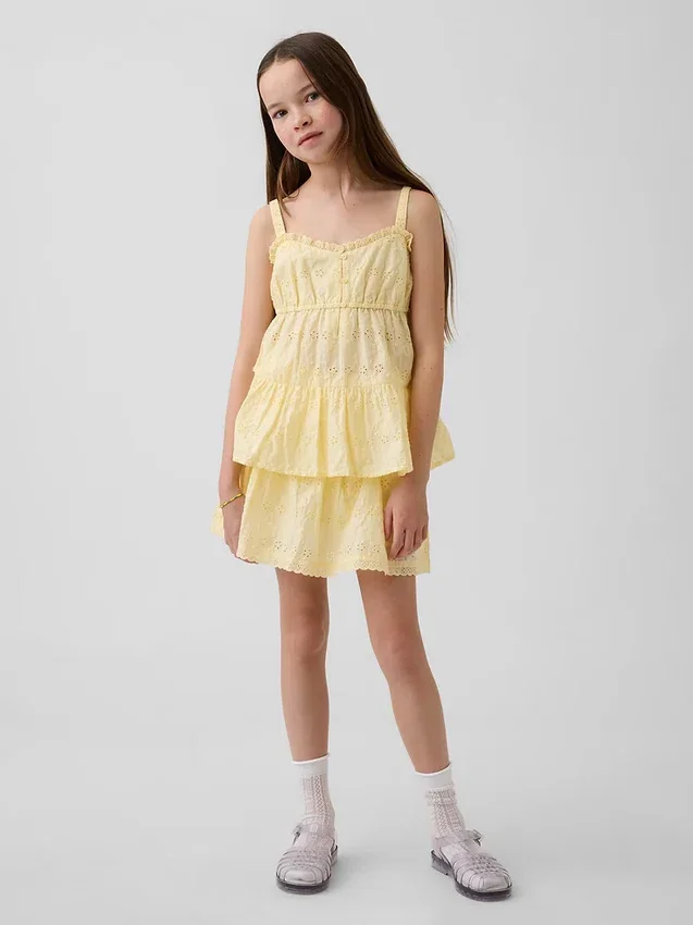 Kinder-tanktop met gelaagde eyelet-details