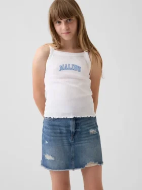 Kinder-tanktop met geribde stof en vierkante hals